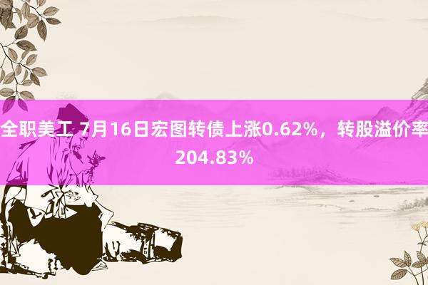 全职美工 7月16日宏图转债上涨0.62%，转股溢价率204.83%